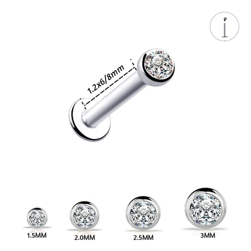 라브렛 이주 연골 귀걸이, 펑크 Cz 보석 라운드 이주 립 링, 먼로 귀 연골 귀걸이, 피어싱, 16G 1.5-3mm, 1PC 2