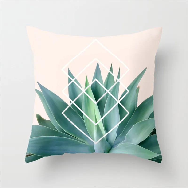 Monstera Printed Decorative Cushion Cover 45x45cm Cactus Series Green Plant Print Throw Pillow Cover Decor Home Farmhouse Decor
