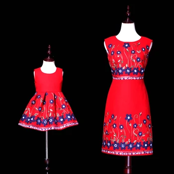 

Family Matching Clothes Outfits Sleeveless Flower for Mama Mother Daughter Dresses Wedding Clothes Big Size Mommy and Me Clothes