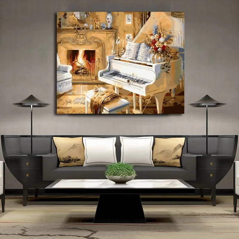 

DIY colorings pictures by numbers with piano picture drawing painting by numbers framed Home