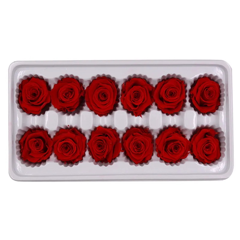 

12Heads/Box Preserved Flowers Flower Immortal Rose 3-4 cm Diameter Mothers Day Gift Eternal Life Flower Material Gift Box