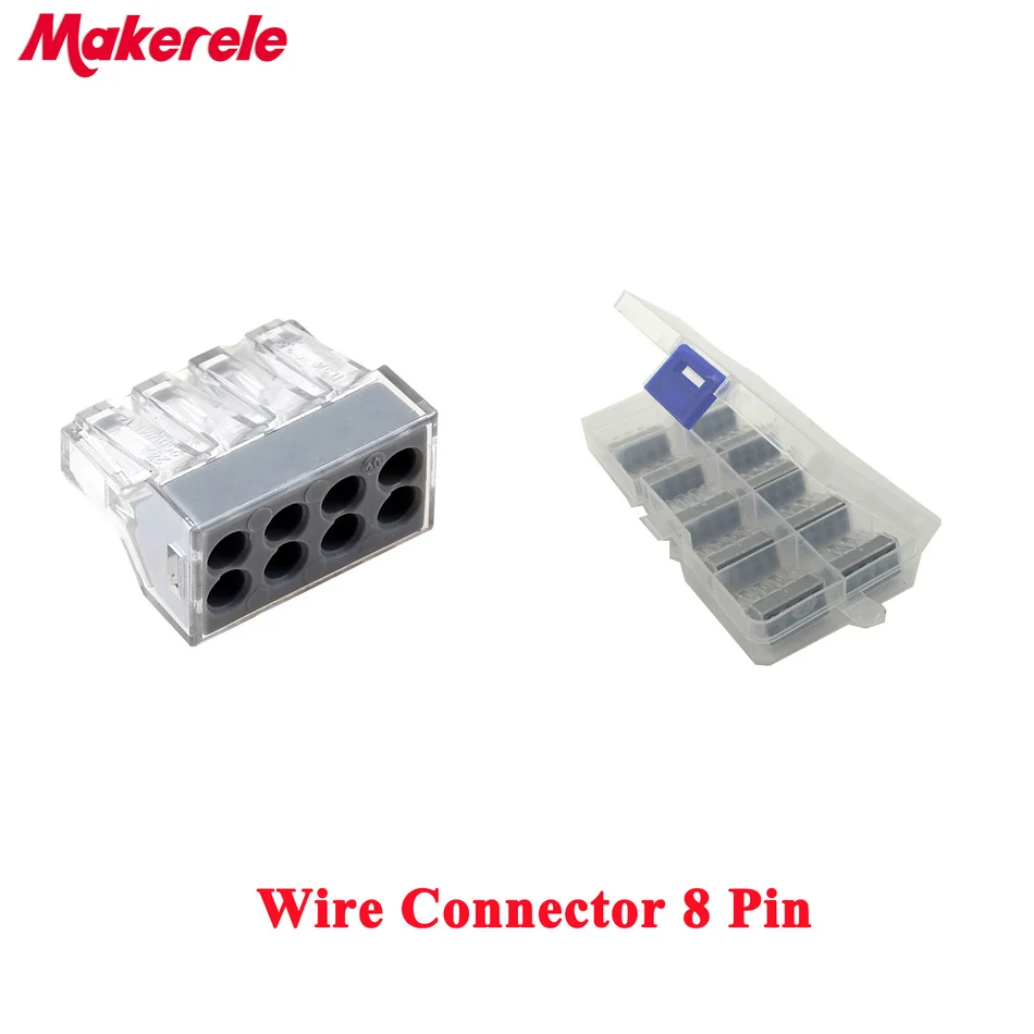 

Wire Connectors 8 Pin Conductor Terminal Block 10 Pcs Universal Compact with Lever MKVSE-108