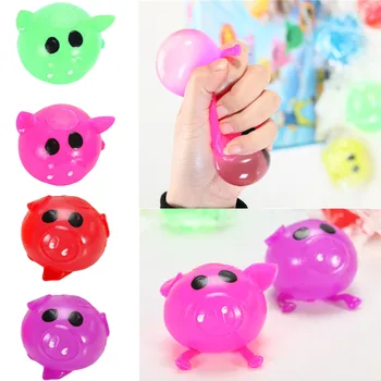 

Besegad 4 PCS Cute Pig Splat Ball Vent Release Toy for Children Slow Rising Squishies Squeeze Cartoon Animal Water Ball Gift