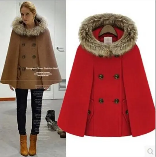 fluffy hooded poncho