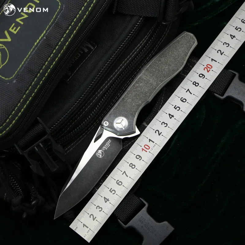 

Kevin John VENOM 4 Wing s35vn TC4 Titanium Flipper folding knife outdoor camping hunting survival pocket kitchen knives EDC tool