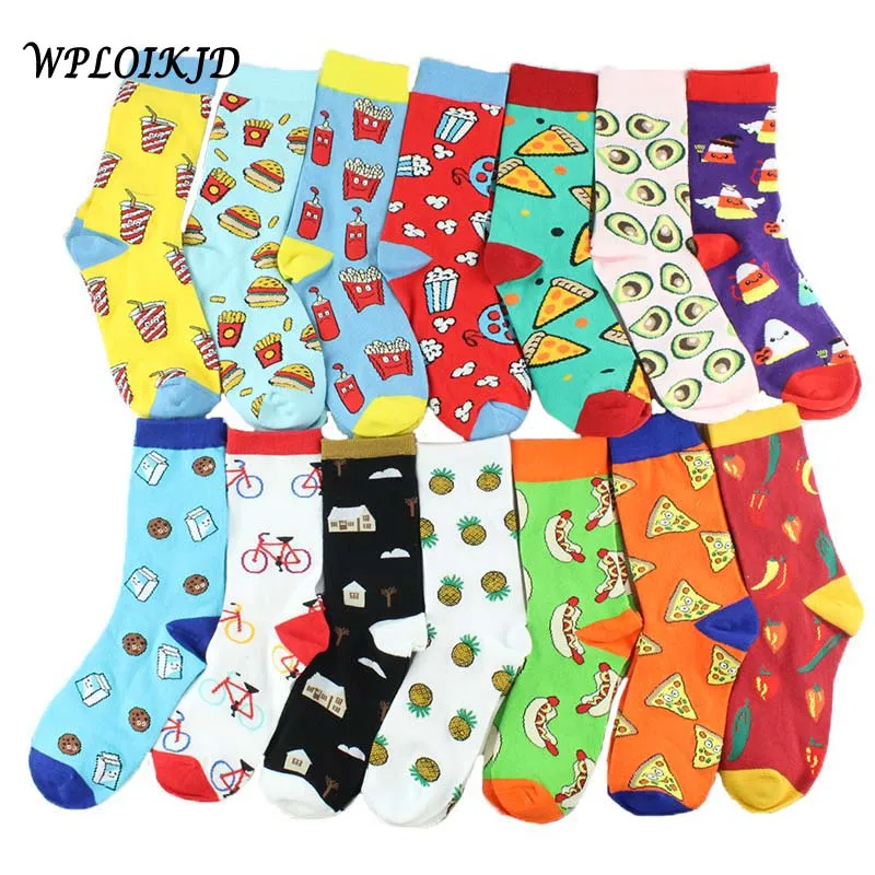 

[WPLOIKJD]Korean Style Women Funny Cute Socks Food Animal Print Calcetines Mujer Colorful Creative Harajuku Skarpetki Damskie
