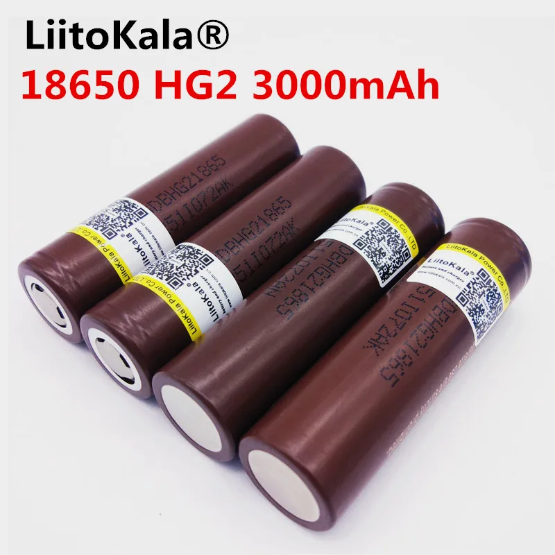 LiitoKala для электронных сигарет HG2 18650 18650 3000 mah, аккумуляторы с высокой разрядкой, 30A большой ток