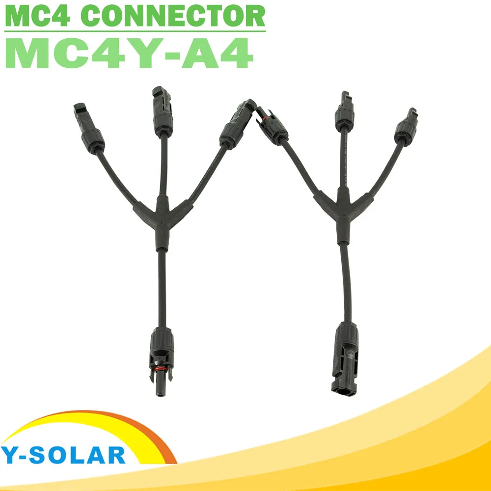 One Pair MC4 Solar Connector Y Type 3 Branch One to Three Combiner Solar Panel Cable Connector Male and Female MC4 Connector