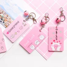 Coloffice Pink Girl Heart Series Card Holder Students Bus Card Protective Sleevel Cute Cartoon Stationery School Supplies 1PC