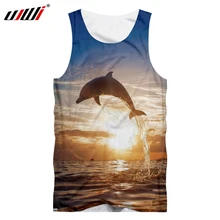 UJWI животных Тема мужская майка 3D печатных Дельфин футболка Человек Большой размер Досуг 5XL прямая