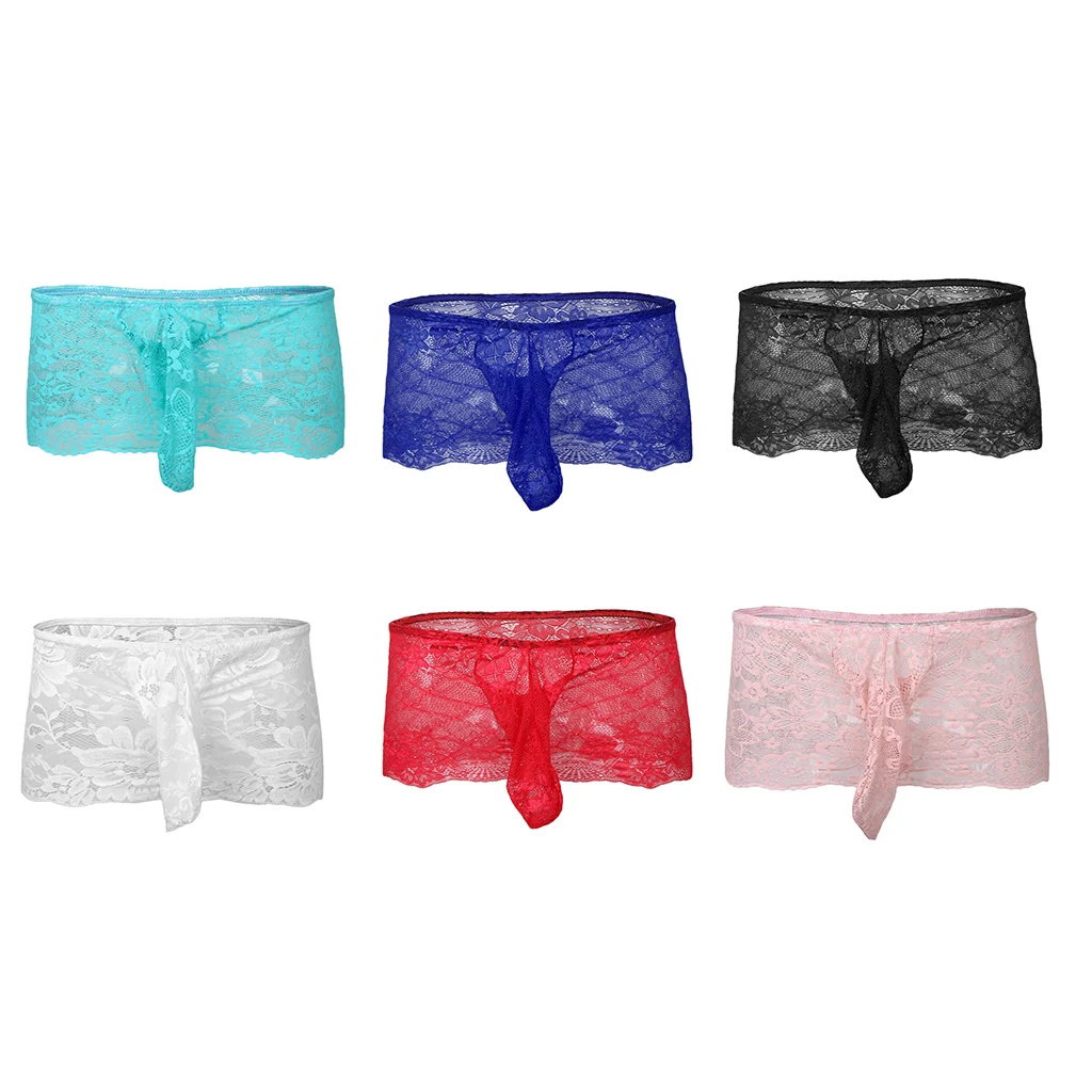 

Hot Sale Sexy Men's Lace Underwear Sissy Grid Thong Seamless Enhance Pouch Bikini Briefs Pants Men's Underwear 6 Colors