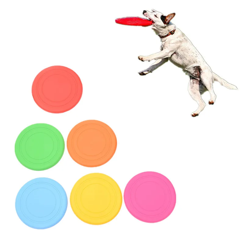 

Soft Silicone Flying Discs Toy for Dog Cat Pet Interactive Chew Throw Training Toys Animal Teddy Flying Saucer Color At Random