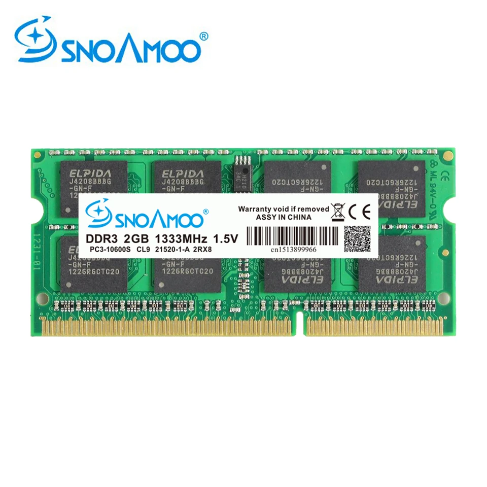 Meilleur SNOAMOO Ordinateur Portable Ram DDR3 2 GB 4 GB 1333 1600 MHz PC3 10600S 204 Broches 1.5 V 2Rx8 SO DIMM Ordinateur mémoire Garantie
