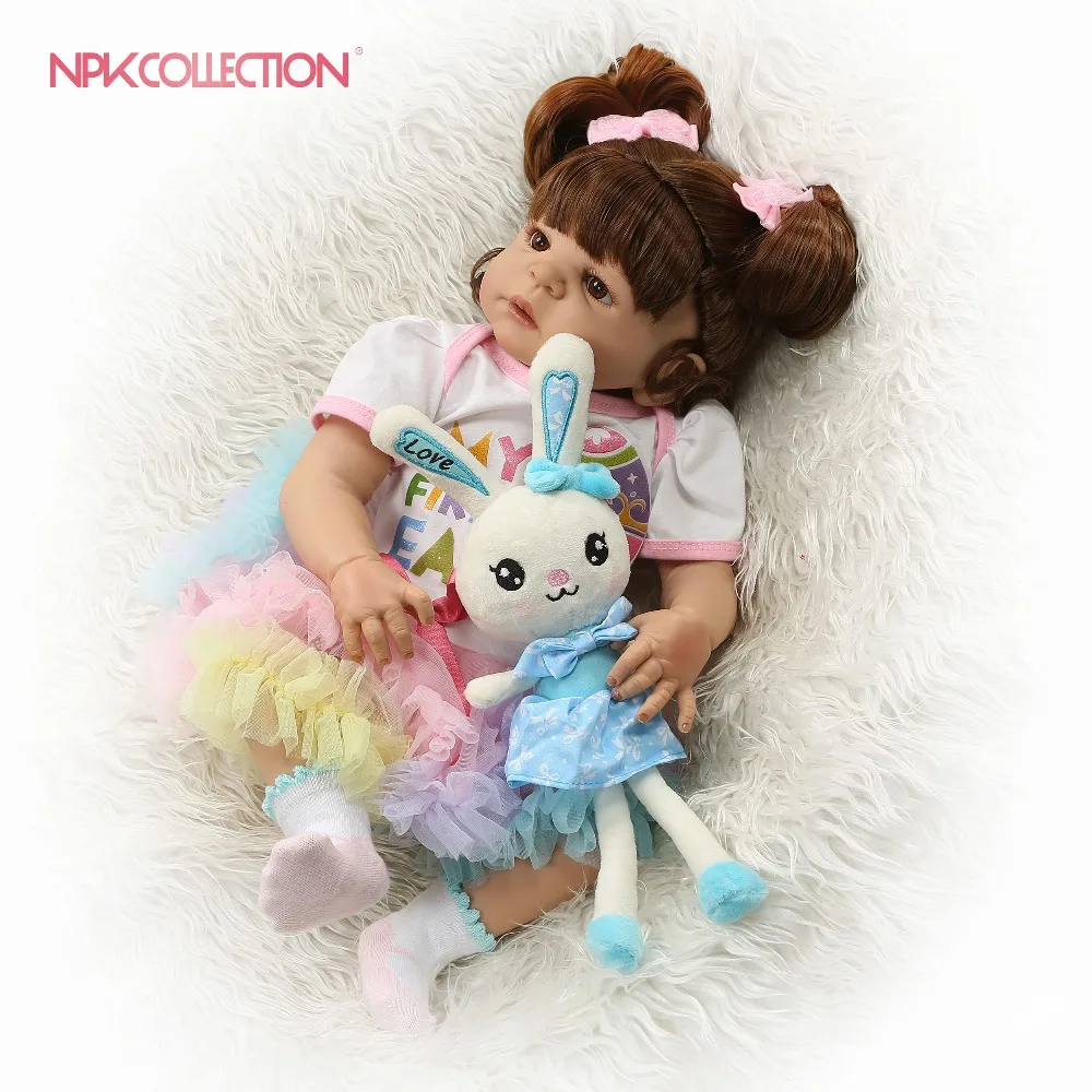 

NPKCOLLECTION 56cm Full Silicone Body Reborn Baby Doll Toy For Girl Vinyl Newborn Princess Babies Bebe Bathe Toy Birthday Gift