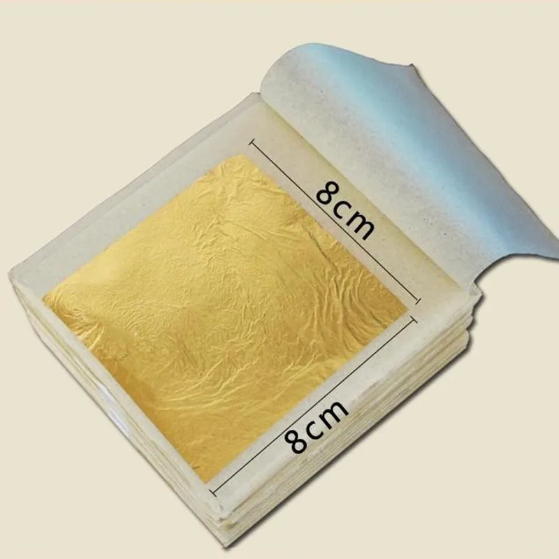 10 Sheets 8 X 8cm 24K Edible Pure Gold Leaf 99.99% Gold Free
