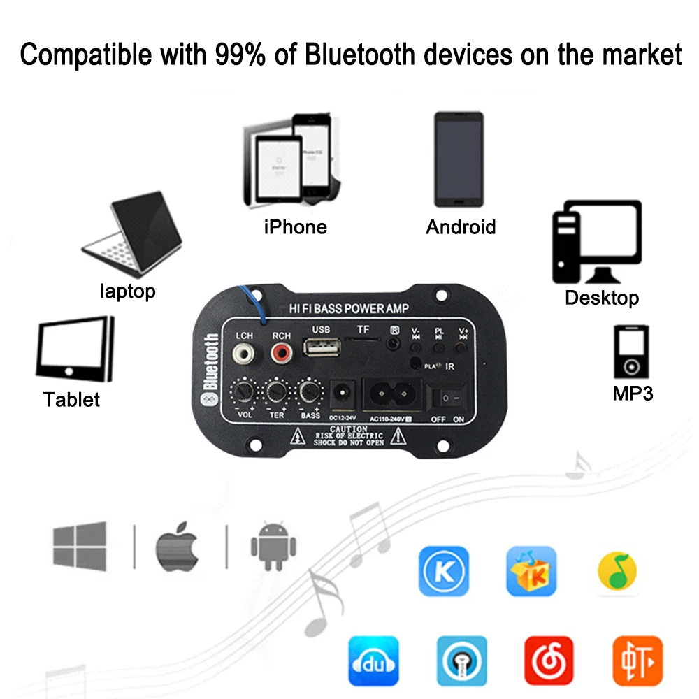 

Car Speaker HIFI Bluetooth Car Audio Amplifier FM Stereo Radio Player Support MIC SD USB DVD MP3 Input for Auto Motorcycle Home