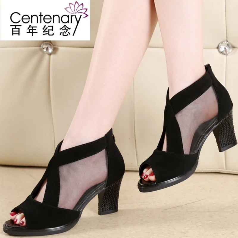 Calidadzapatos Negras Mujer Sandalias Tacón Alta Xiupzok Alto De Para b6yvYf7g