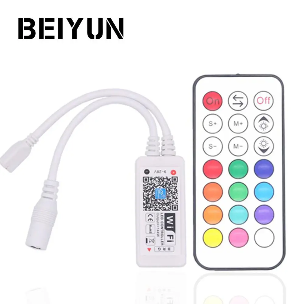 DC 12V 24V Мини WIFI LED RGB контроллер с RF 21Key пульт дистанционного управления для SMD