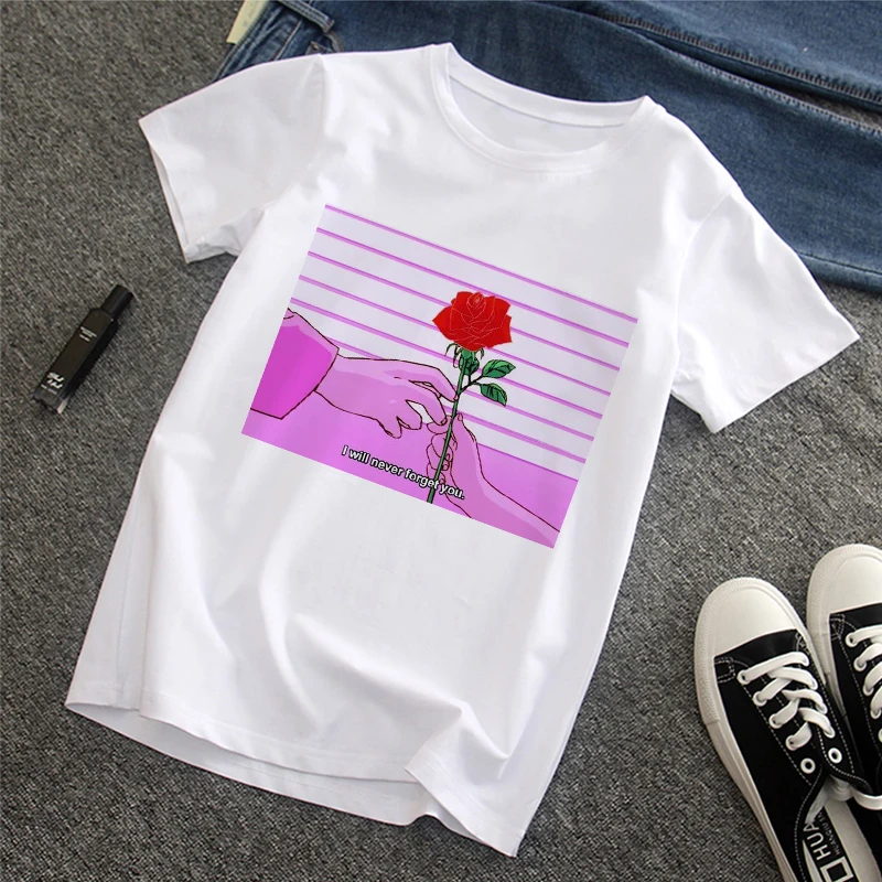 

Summer new women's letter I will never lorget you print Harajuku casual fashion ins women's T-shirt tops