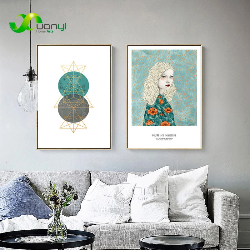 

Nordic Posters And Prints Abstract Painting Flower Girl Portrait Wall Art Canvas Painting Pictures For Living Room Home Decor