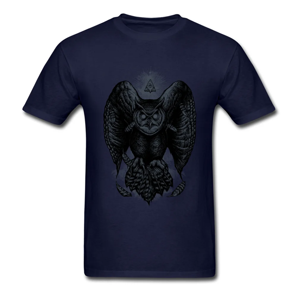 Retro Men Top T-shirts Owl Knight Geek Tops Shirts All Cotton Short Sleeve Printing Top T-shirts Crewneck Top Quality Owl Knight navy