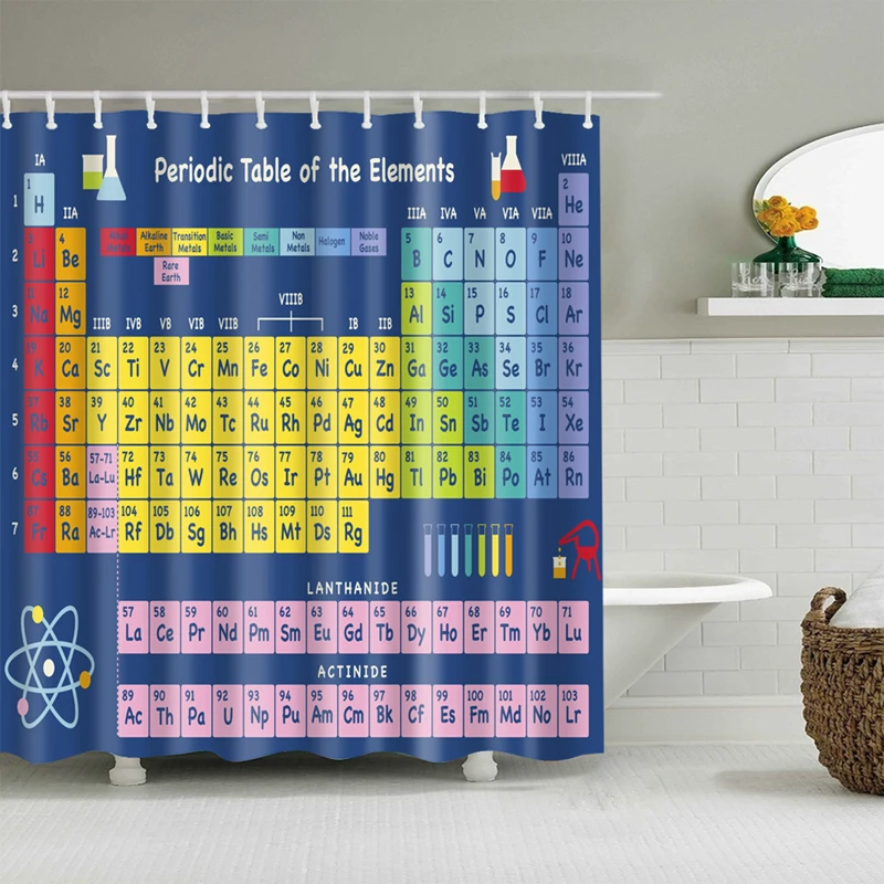 Billig Periodische Tabelle der Elemente Dusche Vorhang Mouldproof Wasserdichte Polyester Waschbar Bad Decor Dusche Vorhang 150*180 180*180