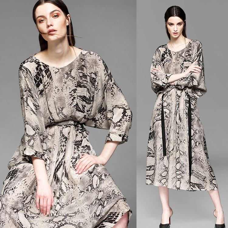 snakeskin chiffon dress