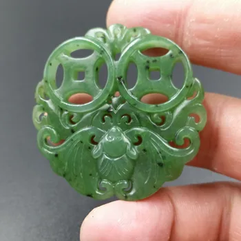 

natural stone Xinjiang Hotan blessing in In front of us Pendant Hollow Jewelry necklace