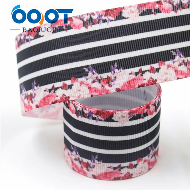 OOOT BAORJCT I-19628-1539,38mm 10yards flower Thermal transfer Printed grosgrain Ribbons,tape crafts,bow cap DIY accessories - Цвет: I-19628-1543