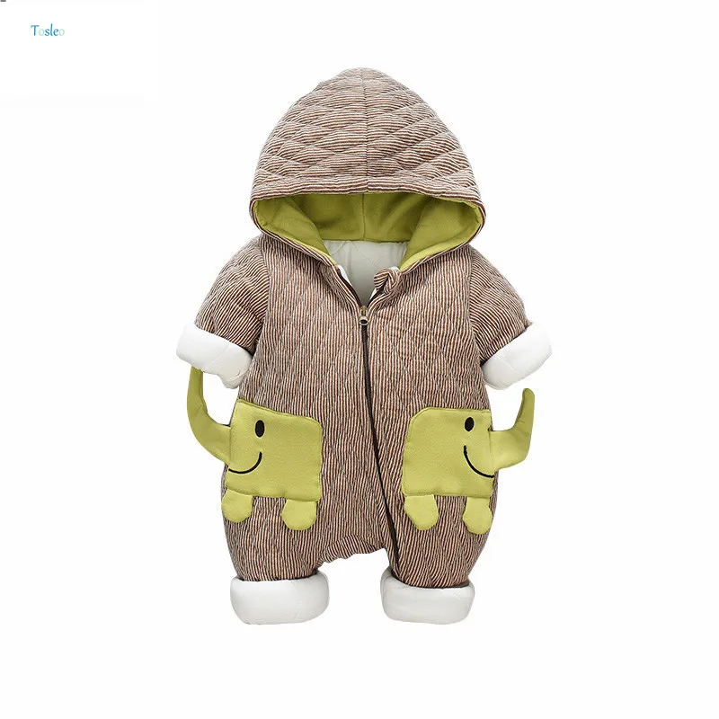 

Baby Rompers Winter Baby Boy Elephant Funny Rompers Cotton Paded Warm Newborn Toddler Outfits Infant Jumpsuits Hooded
