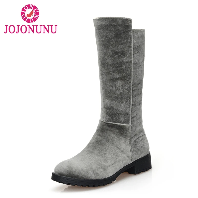 

JOJONUNU Women Mid Calf Boots Fur Winter Shoes Woman Round Toe Patchwork Boots Warm Fashion Simple Short Boots Size 34-43