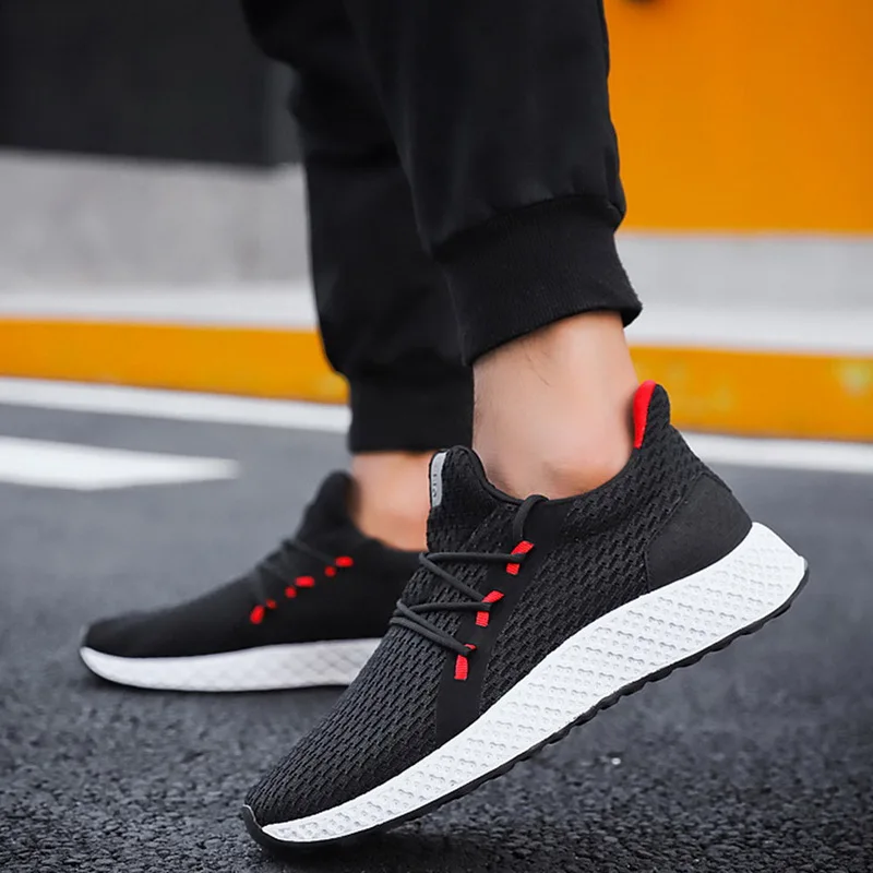

ADISPUTENT 2019 New Summer Black Men Vulcanize Shoes Breathable Casual Sports Male Sneakers Mesh Trainers Lace-up Flat Shoes