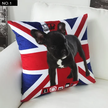 

Cartoon Black bulldog Pillow cover,animal Union Jack cushion cover home decorative sofa cushions