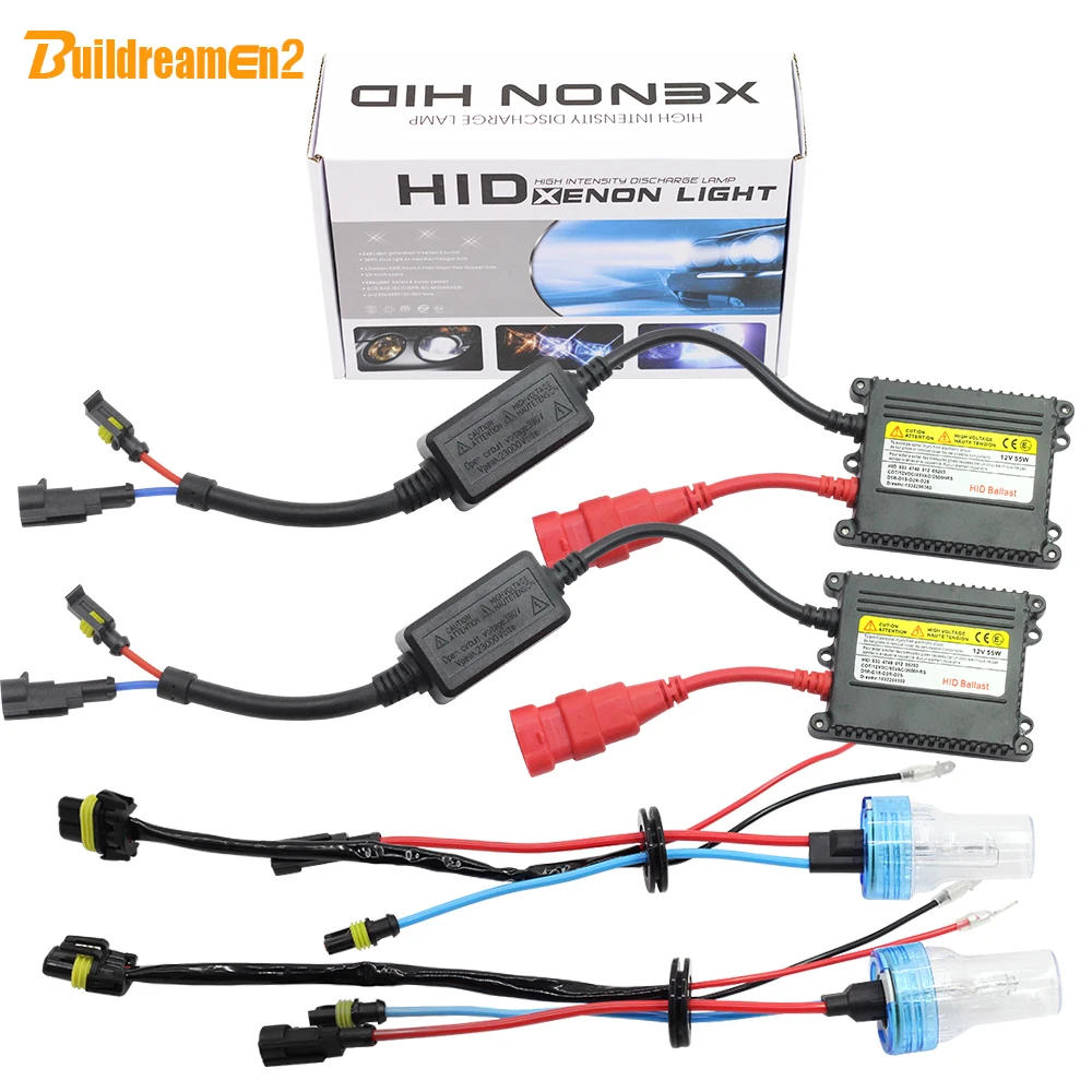 

Buildreamen2 35W 55W Conversion AC HID Xenon Kit Bulb Ballast Car Light Headlight H1 H3 H7 H8 H9 H11 9005 9006 880/1 3000K-8000K