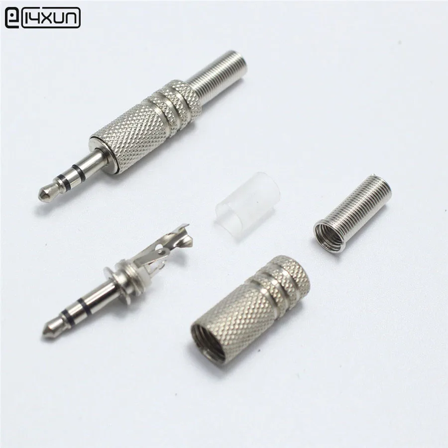 

EClyxun Universal 2PCS 3.5mm Audio Jack Plug 3 Pole Male Repair Headphones Connector Soldering Terminals High Quality Silver