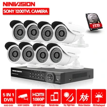NINIVISION HDMI 8CH камер видеонаблюдения DVR Системы 8 шт. 1200TVL sony CCD с ИК-Открытый камеры 8ch комплект для CCTV Системы s