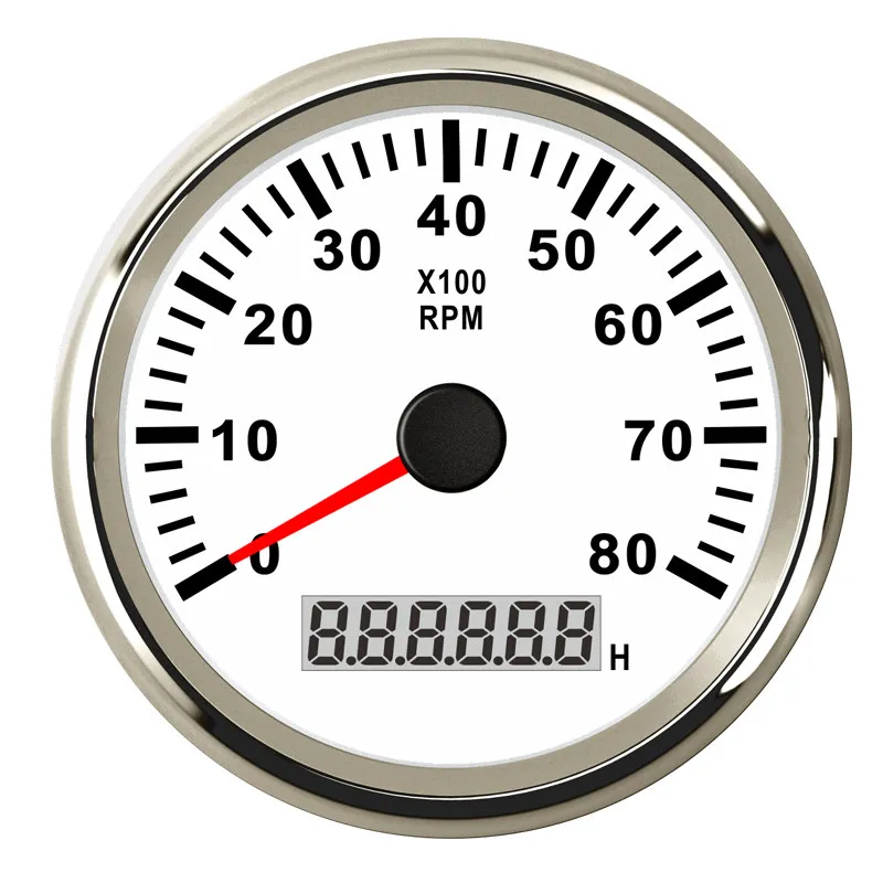 

8K Boat Tachometer Marine Tacho Meter Gauge with LCD Hourmeter 12V/24V 85mm Boat Tachometer 8000 RPM Gauge