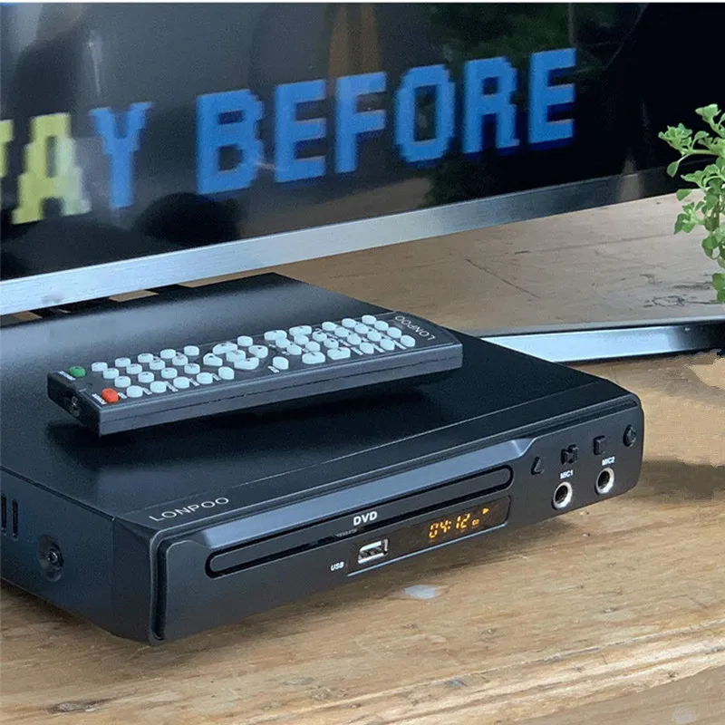 

LONPOO DVD Player Region Free HDMI RCA Scart USB DVD Player Two MIC Ports Multi Language Iron Body LED DVD Player Home Use