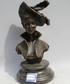 

wholesale factory 10"Western Art sculpture Bronze Marble Famous Nobility Women Dai an na Statue