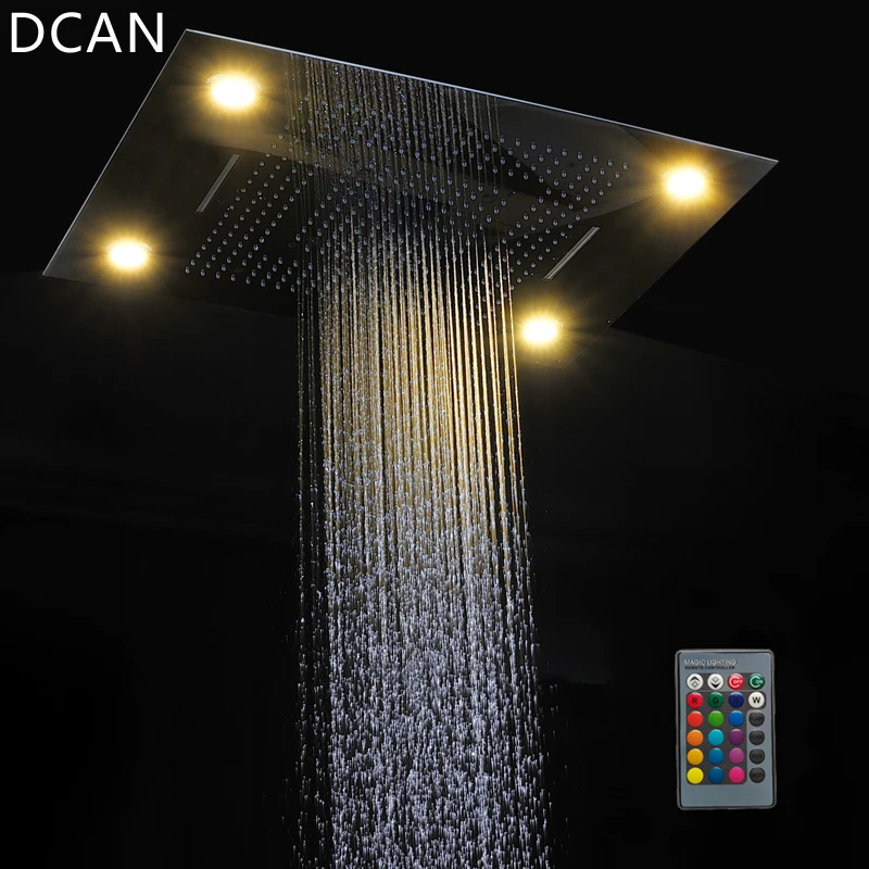 DCAN многофункциональная насадка для душа с дождевой насадкой, светодиодный светильник с дистанционным управлением, душевая головка 600*800 мм, Потолочная Душевая насадка с дождевой насадкой, массажный водопад
