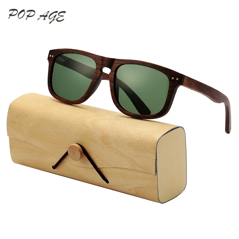 

POP AGE Men Sunglasses Pilot Polarized UV400 Red Wood Sun Glasses for Men 2018 Sunglass Eyewear Oculos De Sol Feminino 2018