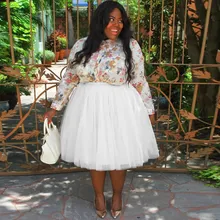 Женская летняя плиссированная юбка из тюля, большие размеры, сетчатые вечерние юбки, повседневная бальная юбка в стиле ампир-стрит