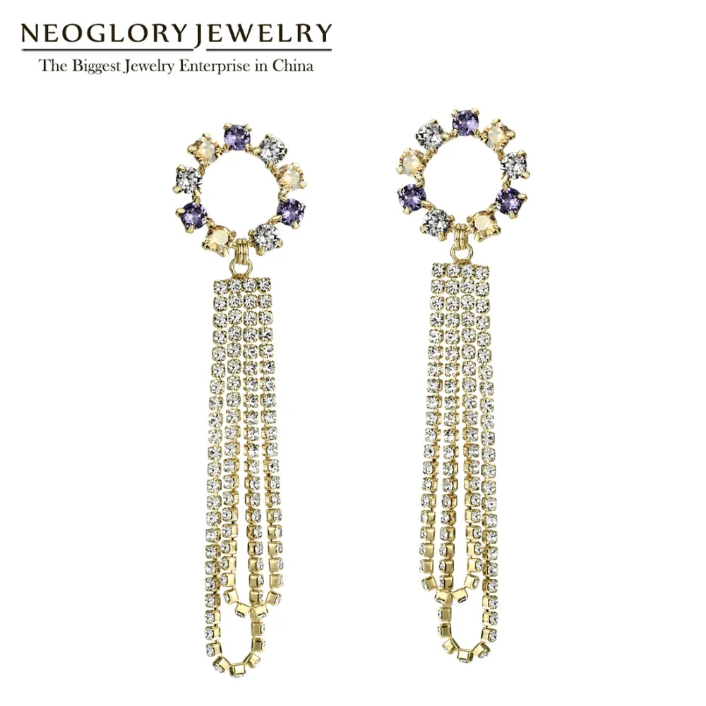 

Neoglory Titanium Needle Austria Czech Rhinestone Colorful Dangle Earrings Jewelry For Women 2018 New Charm Birthday Gift