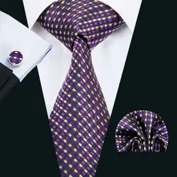 Барри. Ван Новинка Для мужчин галстук для Для мужчин свадебные галстуки фиолетовый насыщенный Шелковый жаккард Тканые Gravata Галстук платок