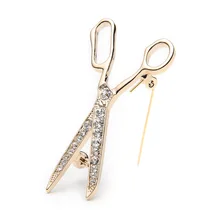 New Crystal Scissors Brooch Suits Dress Banquet Men And Women Brooches Pins Size 6.0*3.5CM