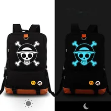 Высокое качество аниме одна деталь Луффи Чоппер череп светящаяся Печать Холст Дорожная сумка школьные сумки для подростков Mochila Feminina