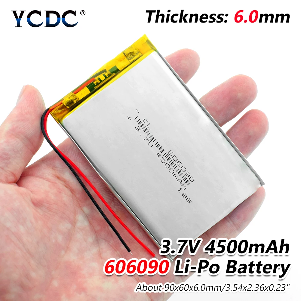 

1/2/4Pcs 3.7V 4500mAh Li-Po Rechargeable Battery 606090 For MP5 Tablet PC DVD MID POS machine, radio, LED lamp, Electric Toys