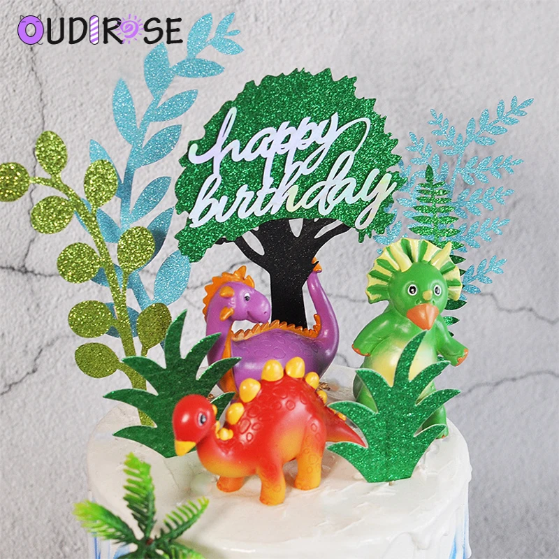 

OUDIROSE Happy Birthday Cake Topper Jungle Dinosaur Party Children's Day Party Cake Decoration Wedding Birthday Gifts Supplies