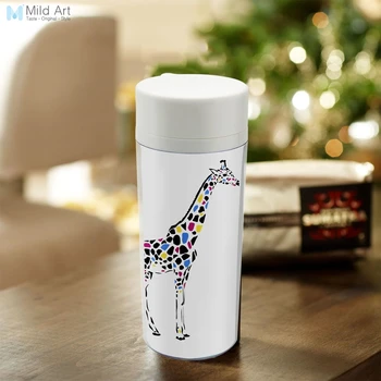 

BPA Free Plastic Insulated Personalized Modern Abstract Colorful Animal Giraffe 300ml Wide Mouth Drinkware Water Bottles Gifts