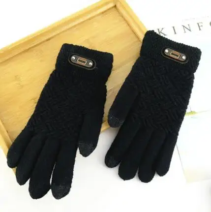 Мужские модные утепленные термоперчатки мужские вязаные классические теплые зимние перчатки для вождения с сенсорным экраном R1939